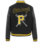 MLB PITTSBURGH PIRATES MASH UP BLOUSON COLLÉGIAL EN LAINE À BORDS CÔTELÉS POUR FEMME (NOIR/JAUNE)