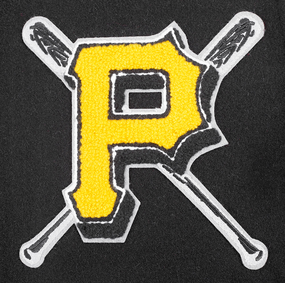MLB PITTSBURGH PIRATES MASH UP BLOUSON COLLÉGIAL EN LAINE À BORDS CÔTELÉS POUR FEMME (NOIR/JAUNE)