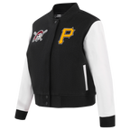 MLB PITTSBURGH PIRATES CLASSIC BLOUSON COLLÉGIAL EN LAINE POUR FEMME (NOIR/BLANC)