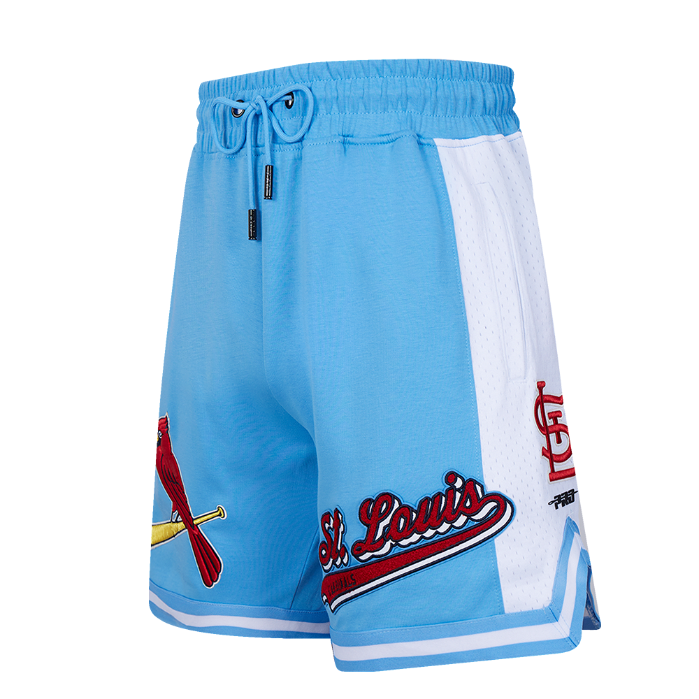 MLB ST. LOUIS CARDINALS SCRIPT TAIL SHORT EN MAILLE DOUBLE 2.0 POUR HOMME (BLEU UNIVERSITÉ)