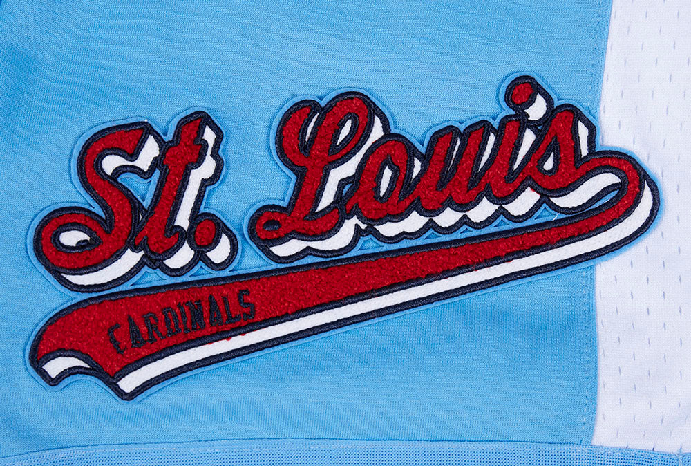 MLB ST. LOUIS CARDINALS SCRIPT TAIL SHORT EN MAILLE DOUBLE 2.0 POUR HOMME (BLEU UNIVERSITÉ)