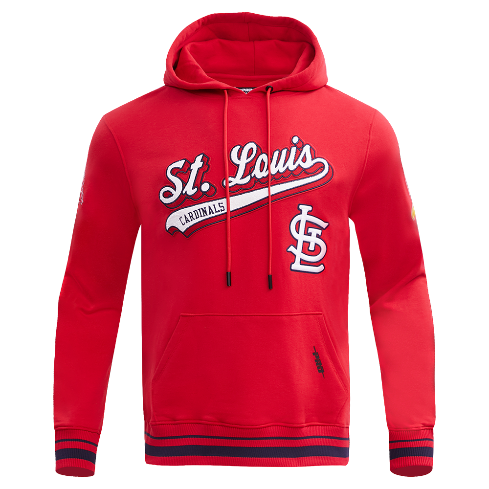 MLB ST. LOUIS CARDINALS SCRIPT TAIL CHANDAIL À CAPUCHON EN MOLLETON CÔTELÉ POUR HOMME (ROUGE/MARINE MINUIT/ROUGE)
