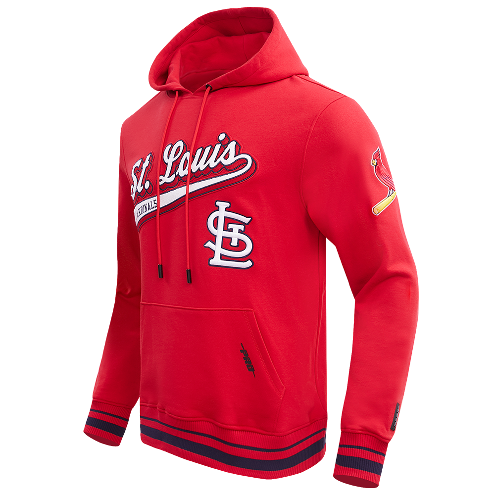 MLB ST. LOUIS CARDINALS SCRIPT TAIL MEN'S RIB FLC PO HOODIE (RED/MIDNIGHT NAVY/RED)