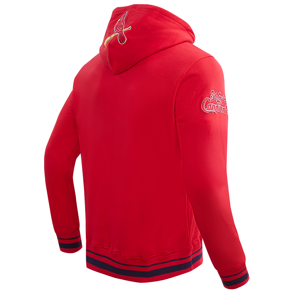 MLB ST. LOUIS CARDINALS SCRIPT TAIL CHANDAIL À CAPUCHON EN MOLLETON CÔTELÉ POUR HOMME (ROUGE/MARINE MINUIT/ROUGE)