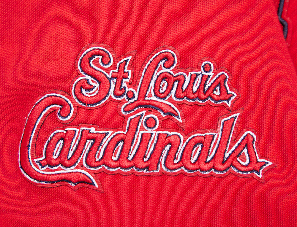MLB ST. LOUIS CARDINALS SCRIPT TAIL CHANDAIL À CAPUCHON EN MOLLETON CÔTELÉ POUR HOMME (ROUGE/MARINE MINUIT/ROUGE)