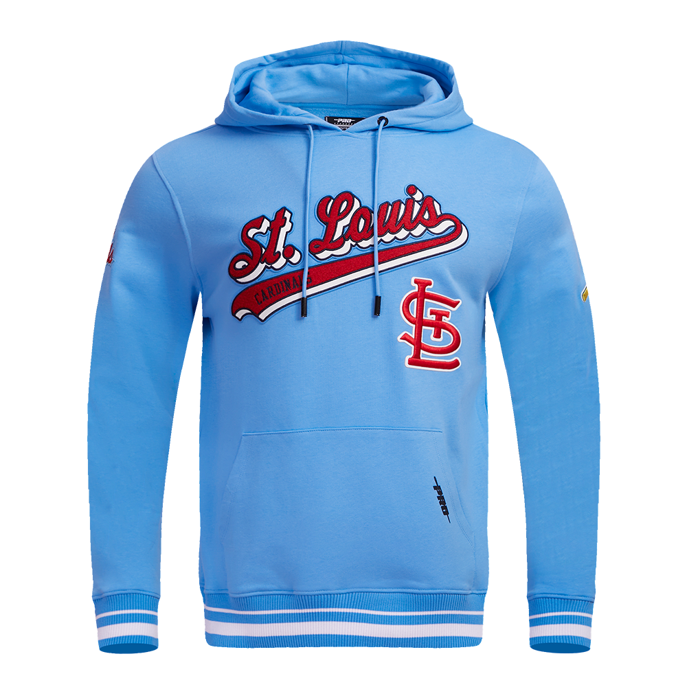 MLB ST. LOUIS CARDINALS SCRIPT TAIL CHANDAIL À CAPUCHON EN MOLLETON CÔTELÉ (BLEU UNIVERSITÉ)