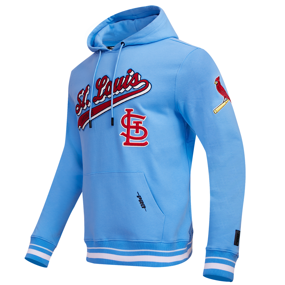 MLB ST. LOUIS CARDINALS SCRIPT TAIL CHANDAIL À CAPUCHON EN MOLLETON CÔTELÉ (BLEU UNIVERSITÉ)