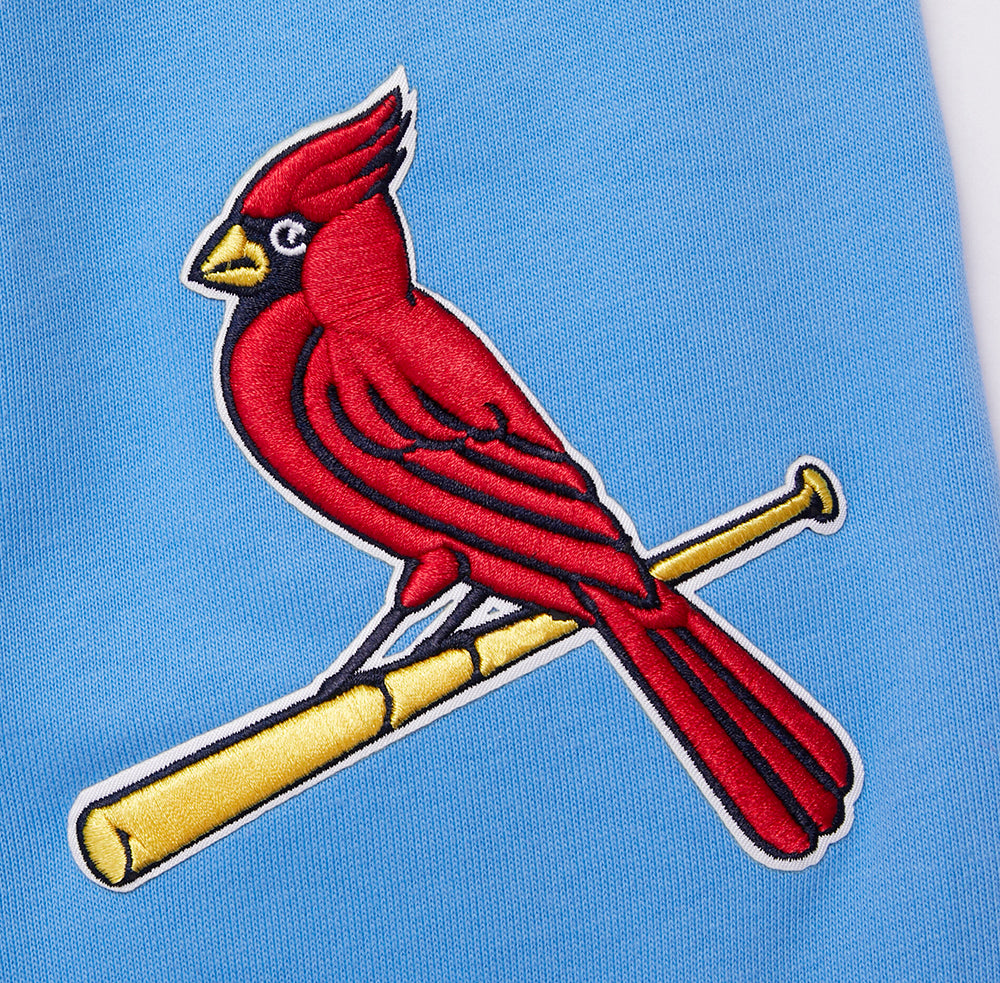 MLB ST. LOUIS CARDINALS SCRIPT TAIL CHANDAIL À CAPUCHON EN MOLLETON CÔTELÉ (BLEU UNIVERSITÉ)