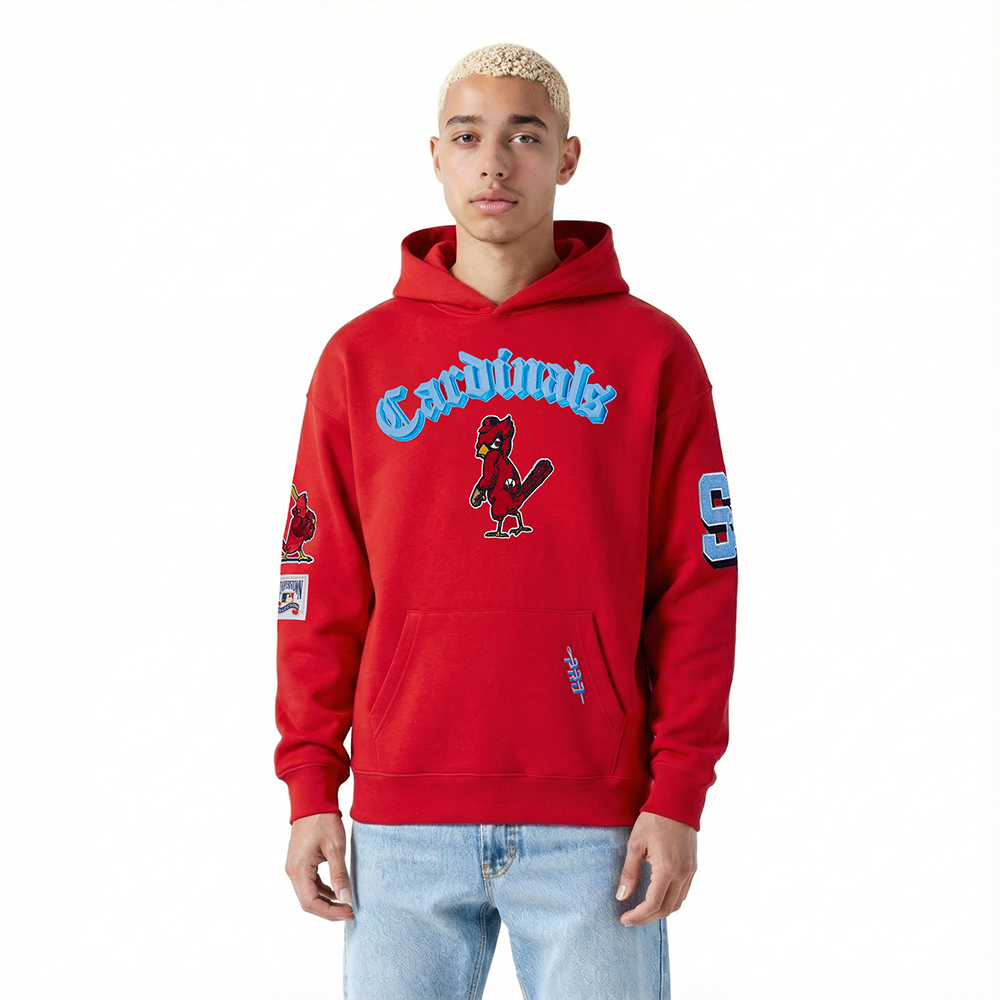 MLB ST. LOUIS CARDINALS BEST OF CHANDAIL À CAPUCHON EN MOLLETON À ÉPAULES TOMBANTES POUR HOMME (ROUGE)