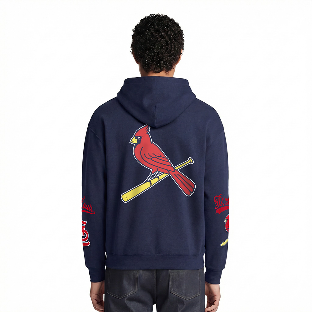 MLB ST. LOUIS CARDINALS LIVING LARGE MEN'S DROP SHOULDER FLC PO HOOD (MIDNIGHT NAVY)