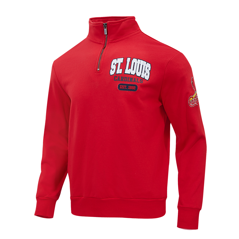 MLB ST. LOUIS CARDINALS CITY ARCH HAUT EN MOLLETON À GLISSIÈRE AU QUART POUR HOMME (ROUGE)