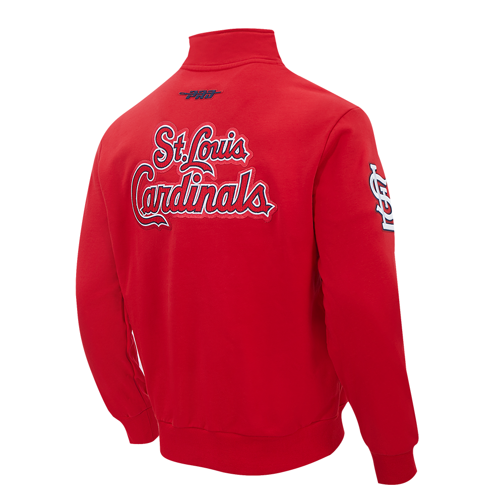 MLB ST. LOUIS CARDINALS CITY ARCH HAUT EN MOLLETON À GLISSIÈRE AU QUART POUR HOMME (ROUGE)