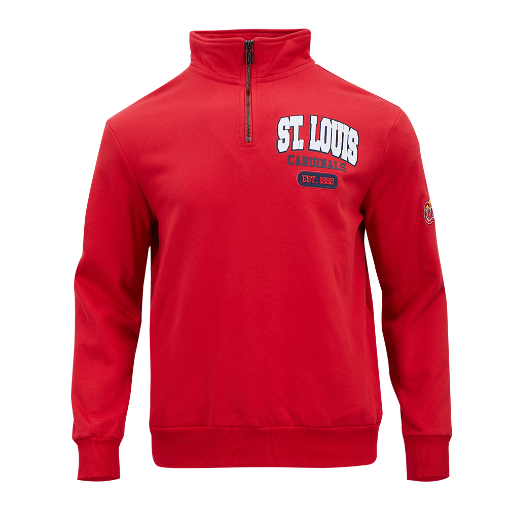 MLB ST. LOUIS CARDINALS CITY ARCH HAUT EN MOLLETON À GLISSIÈRE AU QUART POUR HOMME (ROUGE)