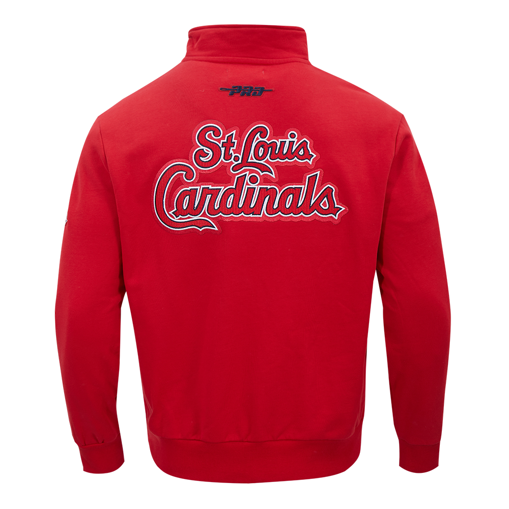 MLB ST. LOUIS CARDINALS CITY ARCH HAUT EN MOLLETON À GLISSIÈRE AU QUART POUR HOMME (ROUGE)