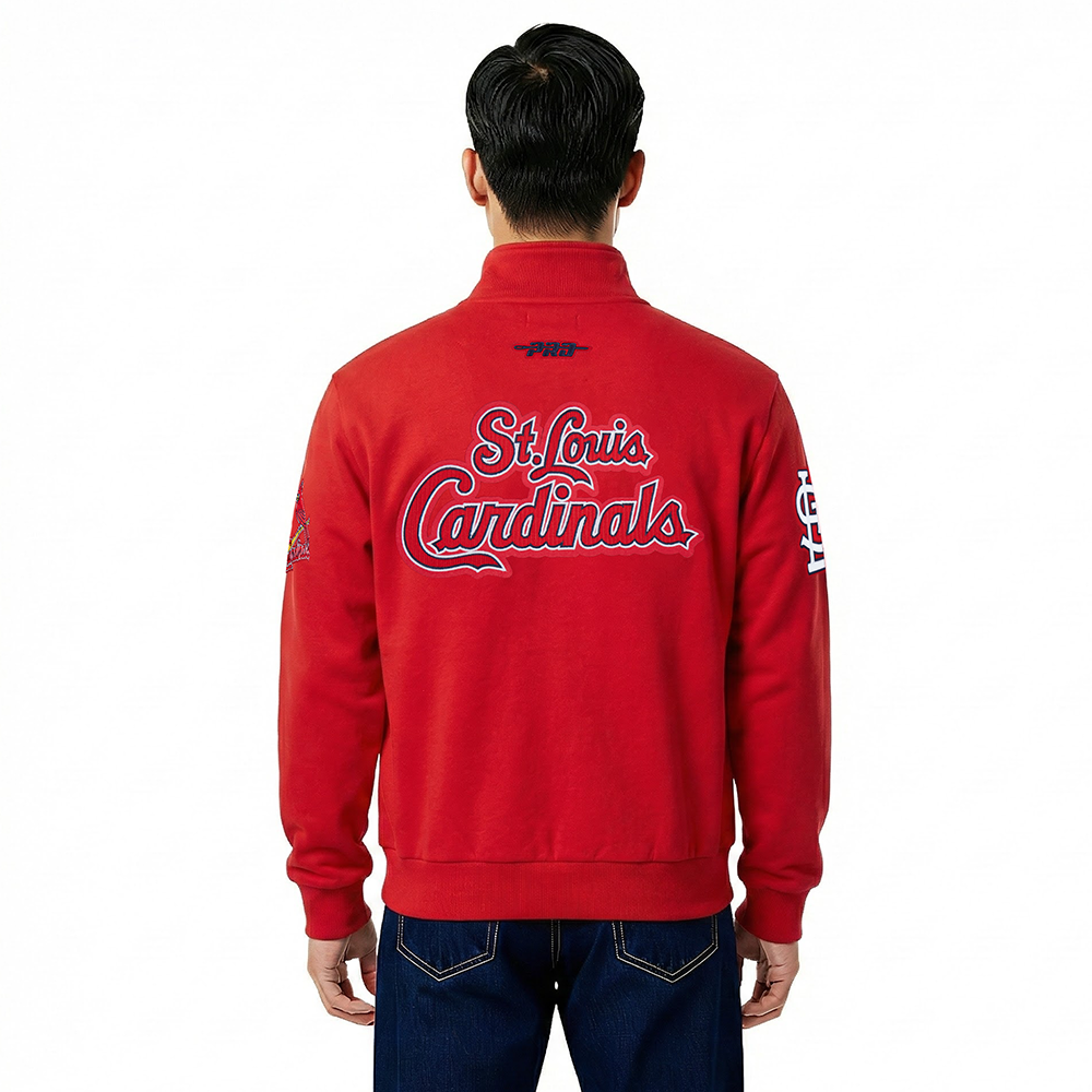 MLB ST. LOUIS CARDINALS CITY ARCH HAUT EN MOLLETON À GLISSIÈRE AU QUART POUR HOMME (ROUGE)