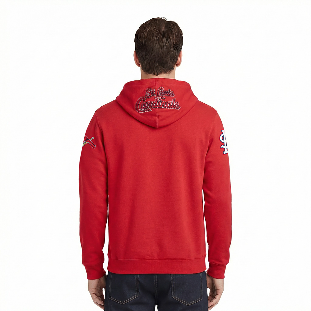 MLB ST. LOUIS CARDINALS CLASSIC CHENILLE MEN'S DK PO HOODIE (RED)