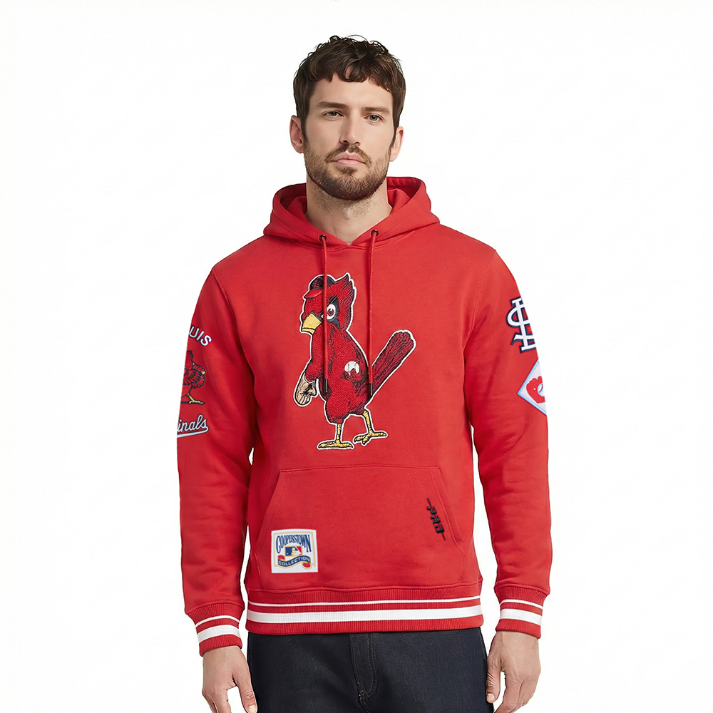 MLB ST. LOUIS CARDINALS RETRO CLASSICS CHANDAIL À CAPUCHON EN MOLLETON CÔTELÉ POUR HOMME (ROUGE)