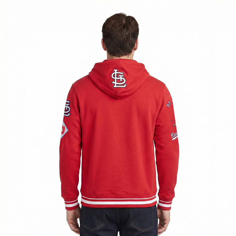 MLB ST. LOUIS CARDINALS RETRO CLASSICS CHANDAIL À CAPUCHON EN MOLLETON CÔTELÉ POUR HOMME (ROUGE)