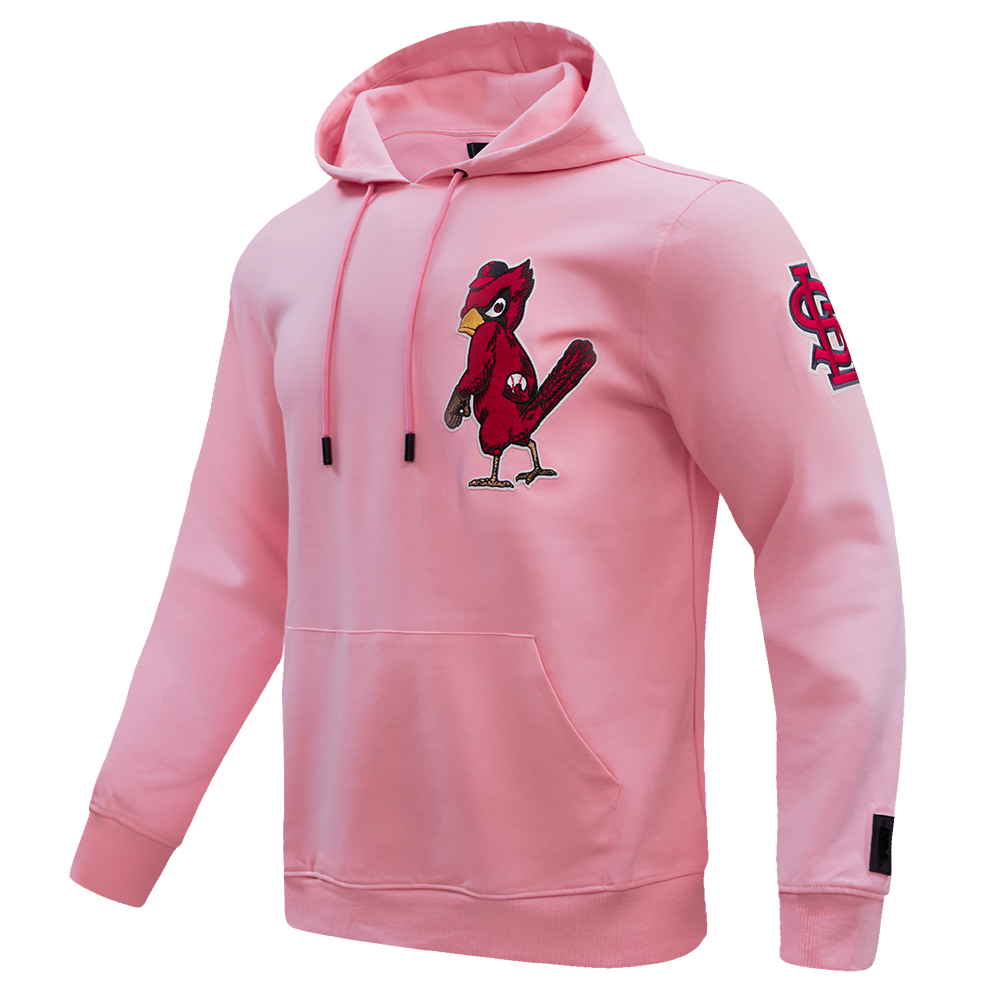 MLB ST. LOUIS CARDINALS CLASSIC CHENILLE MEN'S PULLOVER HOODIE (PINK)