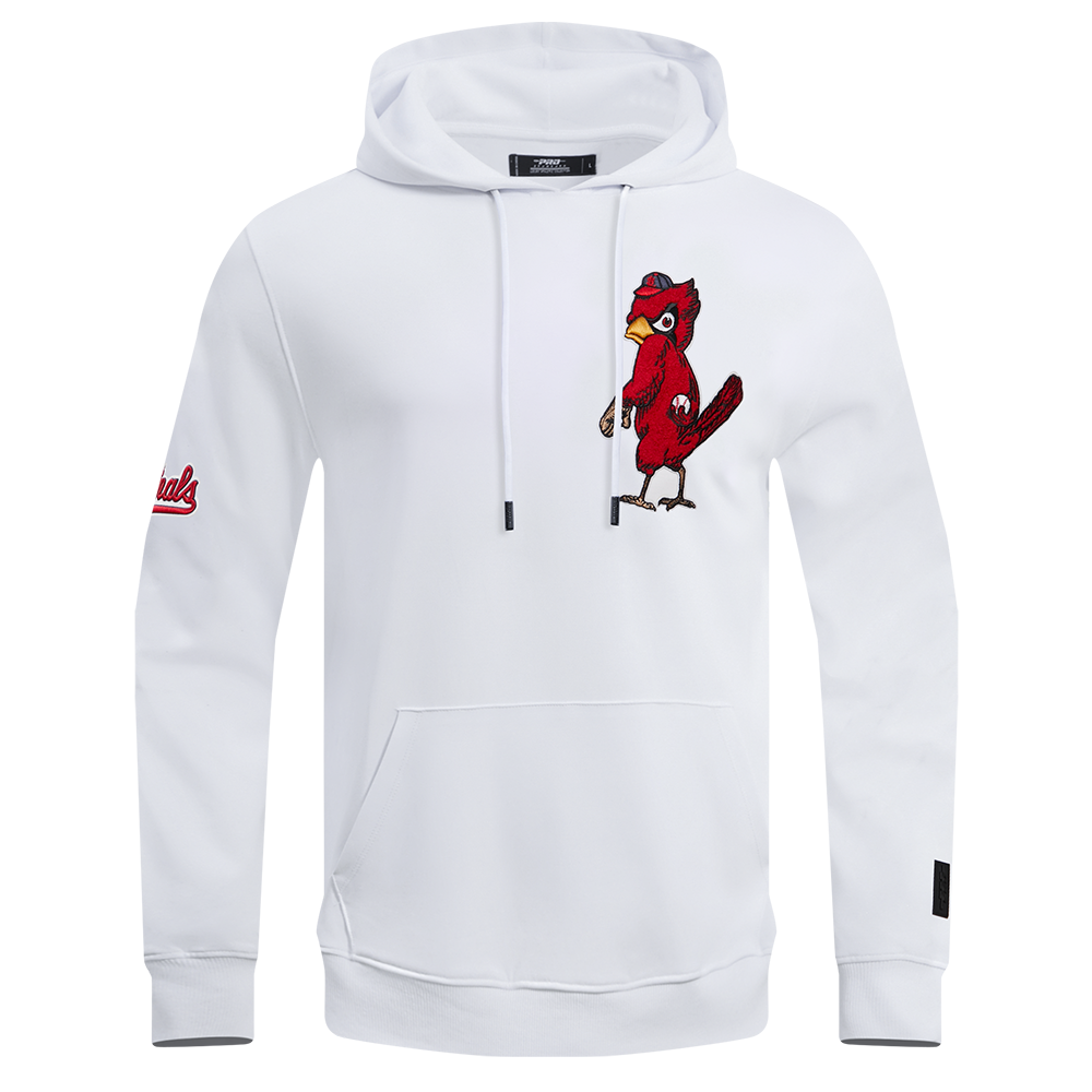 MLB ST. LOUIS CARDINALS CLASSIC CHENILLE MEN'S PULLOVER HOODIE (WHITE)