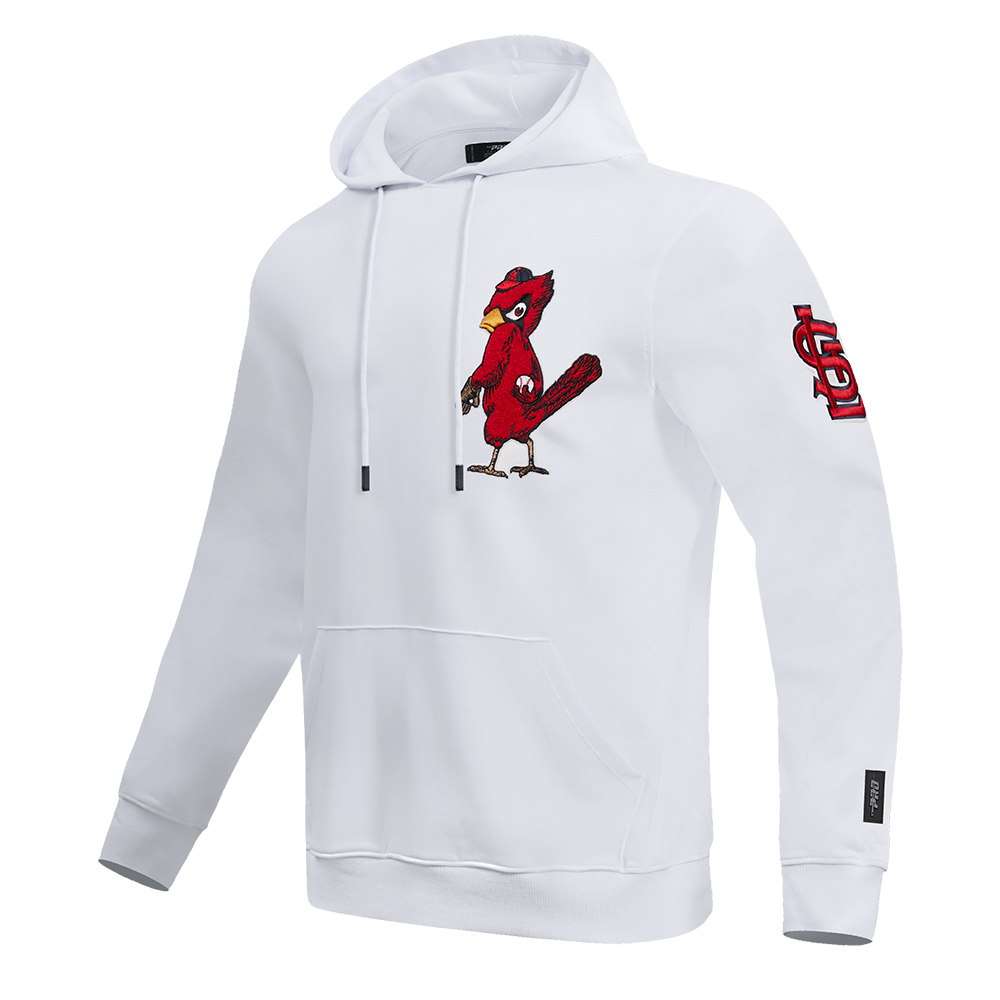 MLB ST. LOUIS CARDINALS CLASSIC CHENILLE MEN'S PULLOVER HOODIE (WHITE)