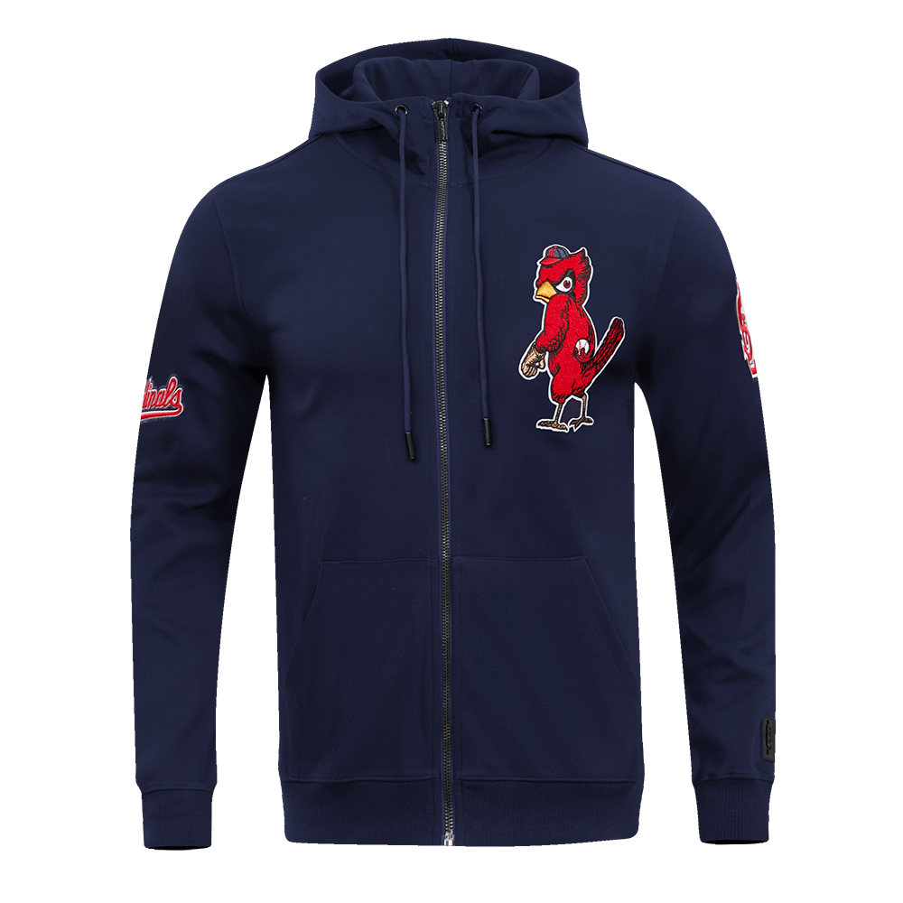MLB ST. LOUIS CARDINALS CLASSIC CHENILLE MEN'S FULL ZIP PULLOVER HOODIE (MIDNIGHT NAVY)