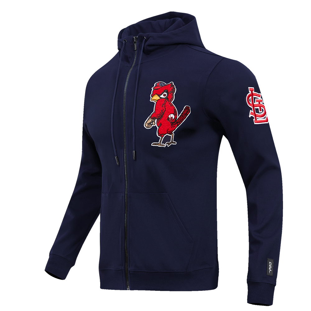 MLB ST. LOUIS CARDINALS CLASSIC CHENILLE MEN'S FULL ZIP PULLOVER HOODIE (MIDNIGHT NAVY)
