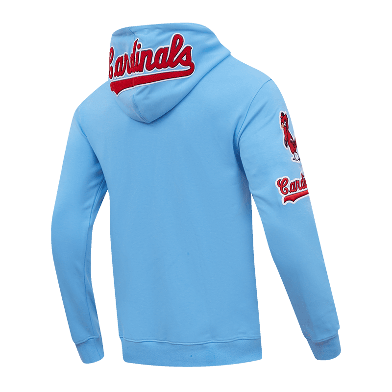 MLB ST. LOUIS CARDINALS CLASSIC CHENILLE MEN'S FULL ZIP PULLOVER HOODIE (UNIVERSITY BLUE)