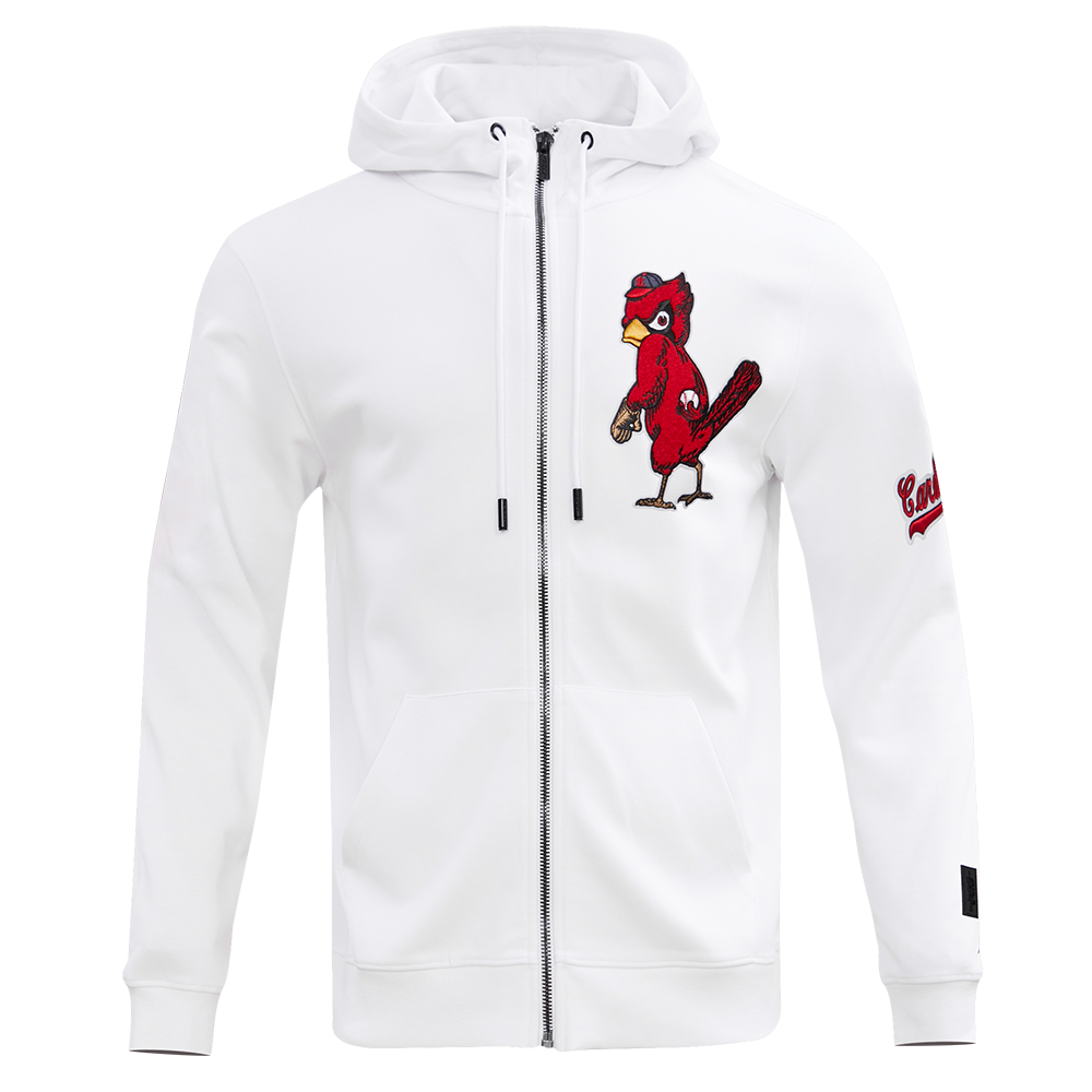 MLB ST. LOUIS CARDINALS CLASSIC CHENILLE CHANDAIL À CAPUCHON À GLISSIÈRE POUR HOMME (BLANC)