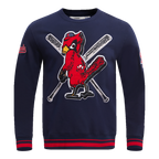MLB ST. LOUIS CARDINALS MASH UP CHANDAIL À COL ROND EN MOLLETON CÔTELÉ RÉTRO POUR HOMME (MARINE MINUIT/ROUGE/MARINE MINUIT)
