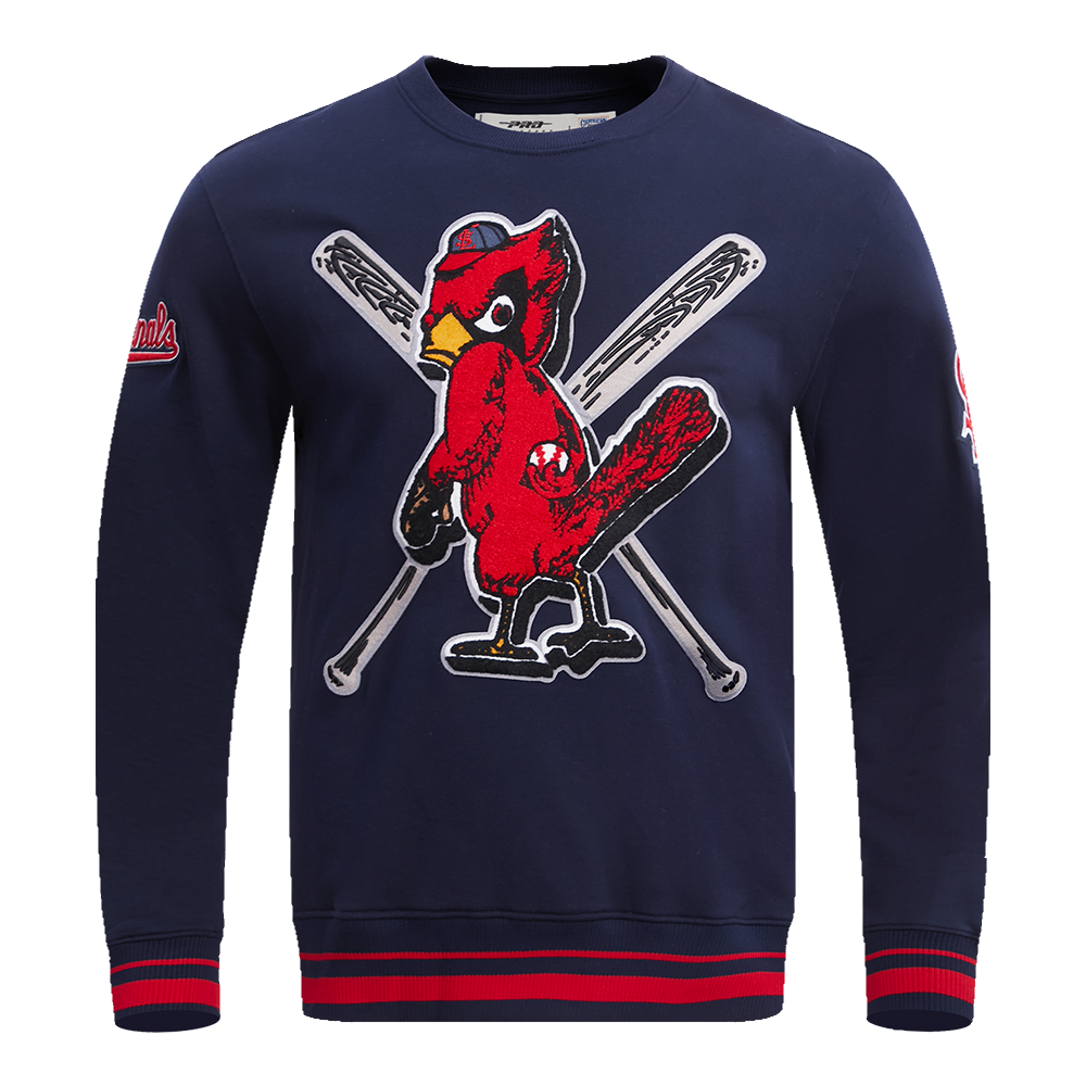 MLB ST. LOUIS CARDINALS MASH UP CHANDAIL À COL ROND EN MOLLETON CÔTELÉ RÉTRO POUR HOMME (MARINE MINUIT/ROUGE/MARINE MINUIT)