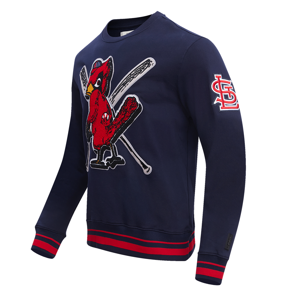 MLB ST. LOUIS CARDINALS MASH UP CHANDAIL À COL ROND EN MOLLETON CÔTELÉ RÉTRO POUR HOMME (MARINE MINUIT/ROUGE/MARINE MINUIT)