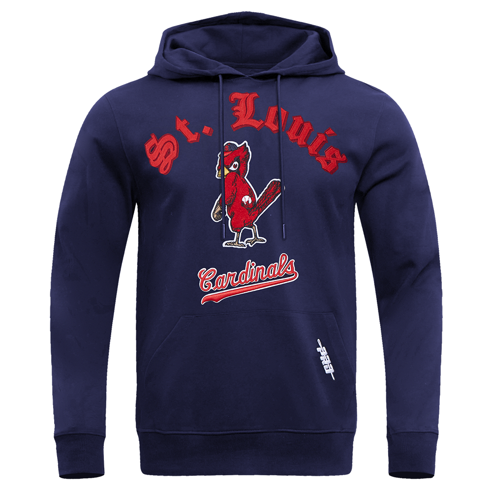 MLB ST. LOUIS CARDINALS OLD ENGLISH CHANDAIL À CAPUCHON EN MOLLETON POUR HOMME (MARINE MINUIT)