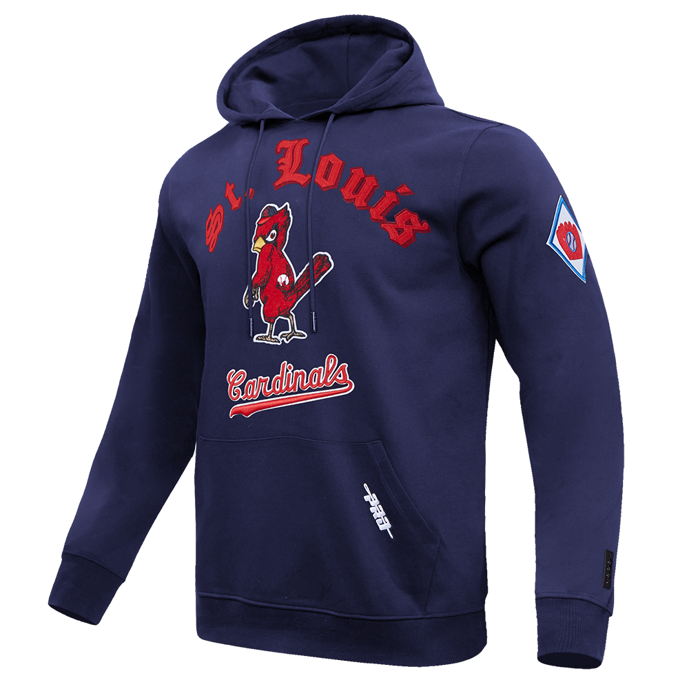 MLB ST. LOUIS CARDINALS OLD ENGLISH CHANDAIL À CAPUCHON EN MOLLETON POUR HOMME (MARINE MINUIT)