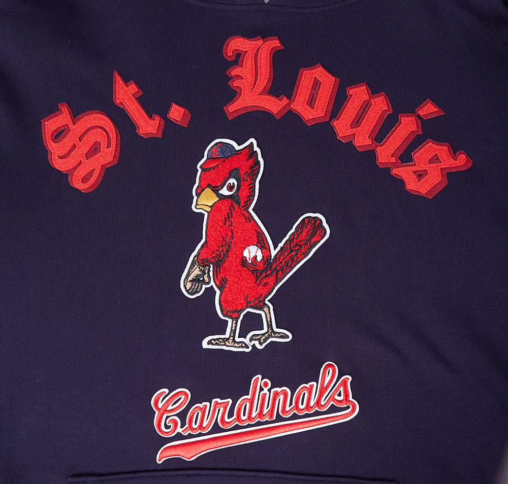 MLB ST. LOUIS CARDINALS OLD ENGLISH CHANDAIL À CAPUCHON EN MOLLETON POUR HOMME (MARINE MINUIT)