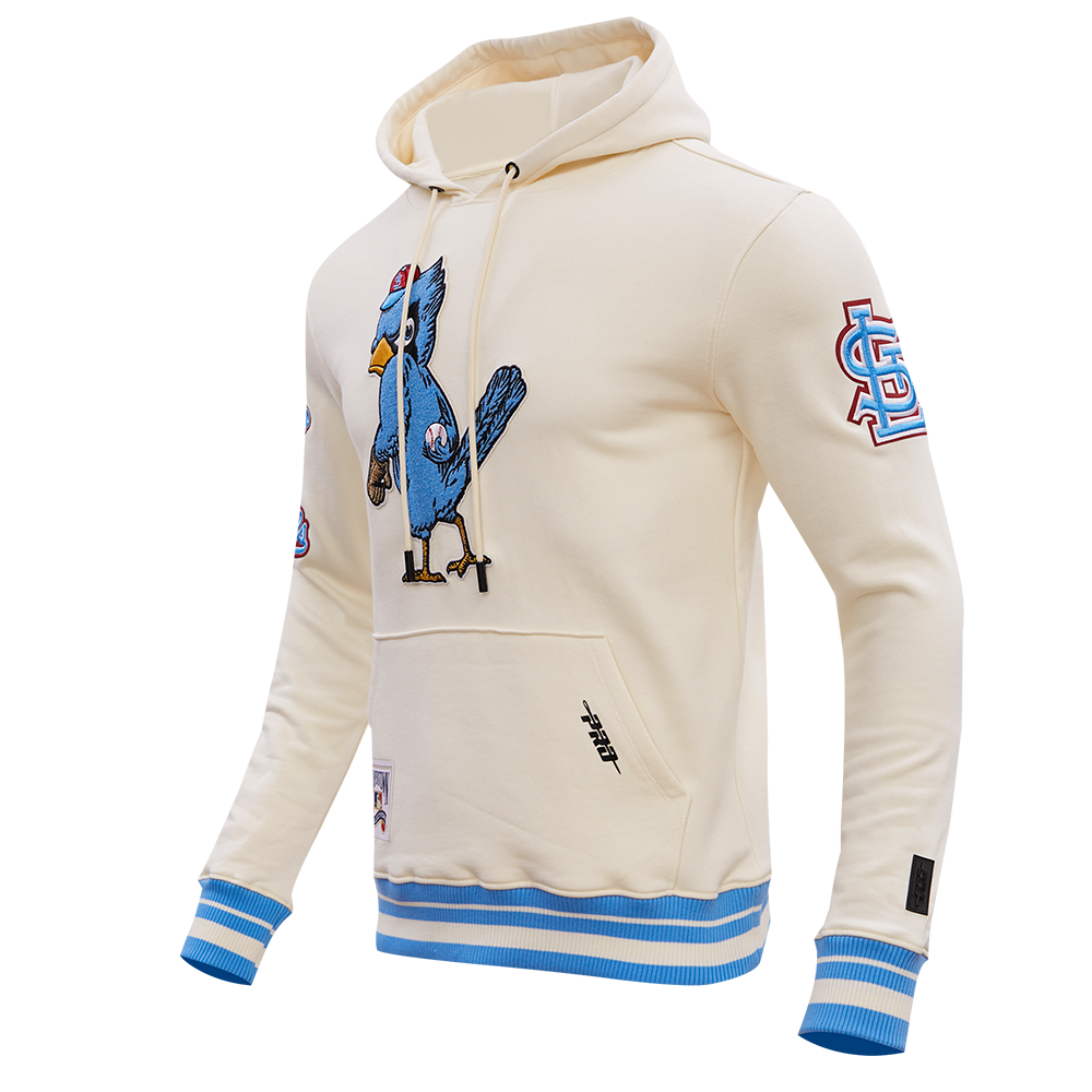 MLB ST. LOUIS CARDINALS RETRO CLASSIC MEN'S PULLOVER HOODIE (EGGSHELL/UNIVERSAL BLUE)