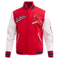 MLB ST. LOUIS CARDINALS SCRIPT TAIL MEN'S VARSITY JACKET (RED/WHITE/MIDNIGHT NAVY)