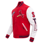MLB ST. LOUIS CARDINALS SCRIPT TAIL MEN'S VARSITY JACKET (RED/WHITE/MIDNIGHT NAVY)