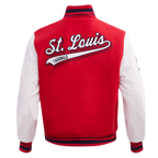 MLB ST. LOUIS CARDINALS SCRIPT TAIL MEN'S VARSITY JACKET (RED/WHITE/MIDNIGHT NAVY)