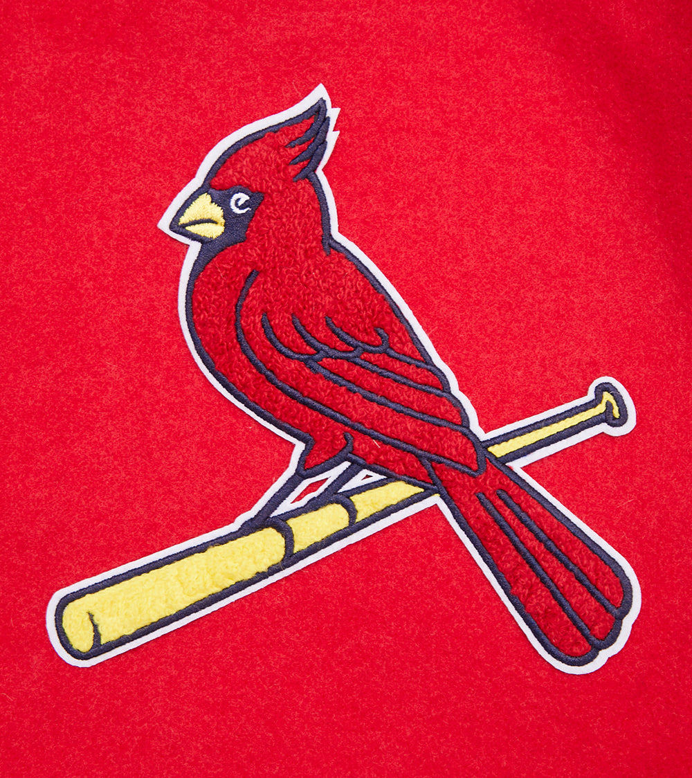 MLB ST. LOUIS CARDINALS SCRIPT TAIL MEN'S VARSITY JACKET (RED/WHITE/MIDNIGHT NAVY)