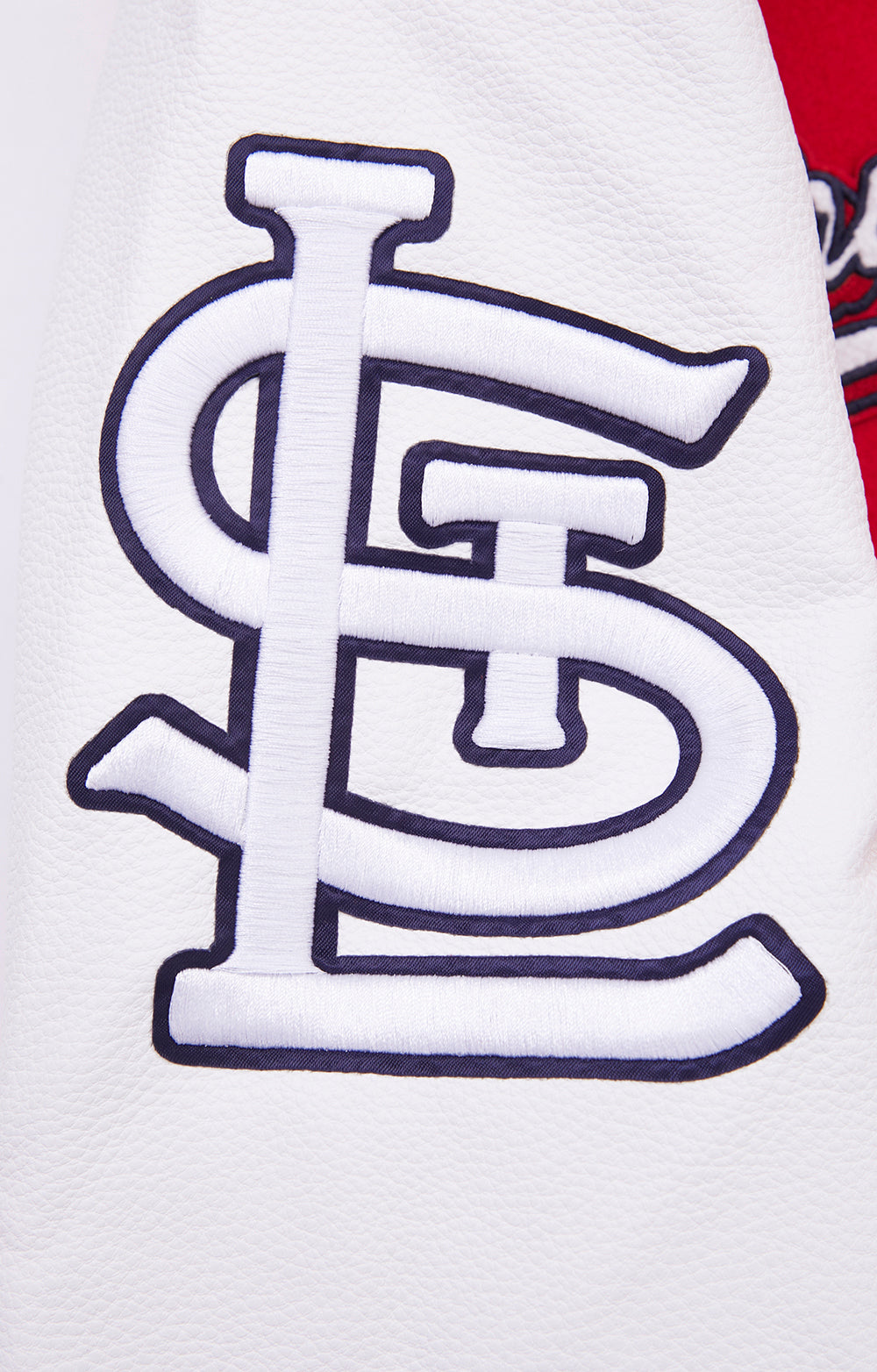 MLB ST. LOUIS CARDINALS SCRIPT TAIL MEN'S VARSITY JACKET (RED/WHITE/MIDNIGHT NAVY)