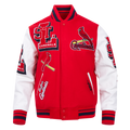 MLB ST. LOUIS CARDINALS MASH UP BLOUSON COLLÉGIAL EN LAINE À BORDS CÔTELÉS POUR HOMME (ROUGE/BLANC/MARINE MINUIT)