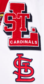 MLB ST. LOUIS CARDINALS MASH UP BLOUSON COLLÉGIAL EN LAINE À BORDS CÔTELÉS POUR HOMME (ROUGE/BLANC/MARINE MINUIT)