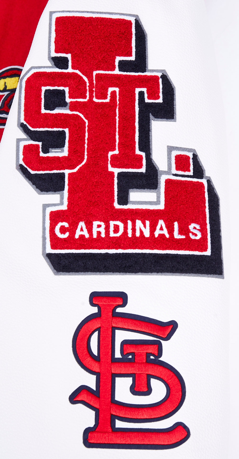 MLB ST. LOUIS CARDINALS MASH UP BLOUSON COLLÉGIAL EN LAINE À BORDS CÔTELÉS POUR HOMME (ROUGE/BLANC/MARINE MINUIT)