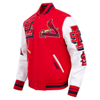 MLB ST. LOUIS CARDINALS MASH UP BLOUSON COLLÉGIAL EN LAINE À BORDS CÔTELÉS POUR HOMME (ROUGE/BLANC/MARINE MINUIT)