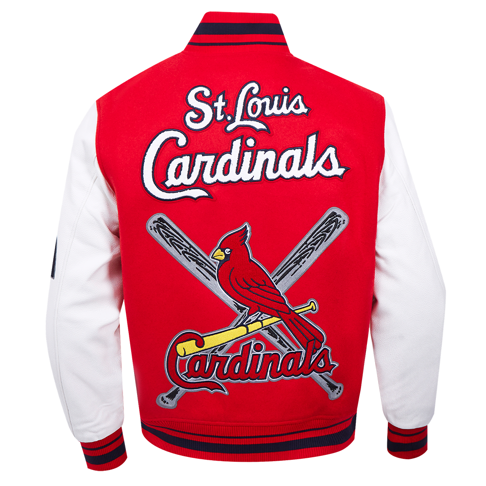 MLB ST. LOUIS CARDINALS MASH UP BLOUSON COLLÉGIAL EN LAINE À BORDS CÔTELÉS POUR HOMME (ROUGE/BLANC/MARINE MINUIT)
