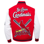 MLB ST. LOUIS CARDINALS MASH UP BLOUSON COLLÉGIAL EN LAINE À BORDS CÔTELÉS POUR HOMME (ROUGE/BLANC/MARINE MINUIT)