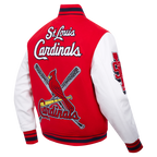 MLB ST. LOUIS CARDINALS MASH UP BLOUSON COLLÉGIAL EN LAINE À BORDS CÔTELÉS POUR HOMME (ROUGE/BLANC/MARINE MINUIT)