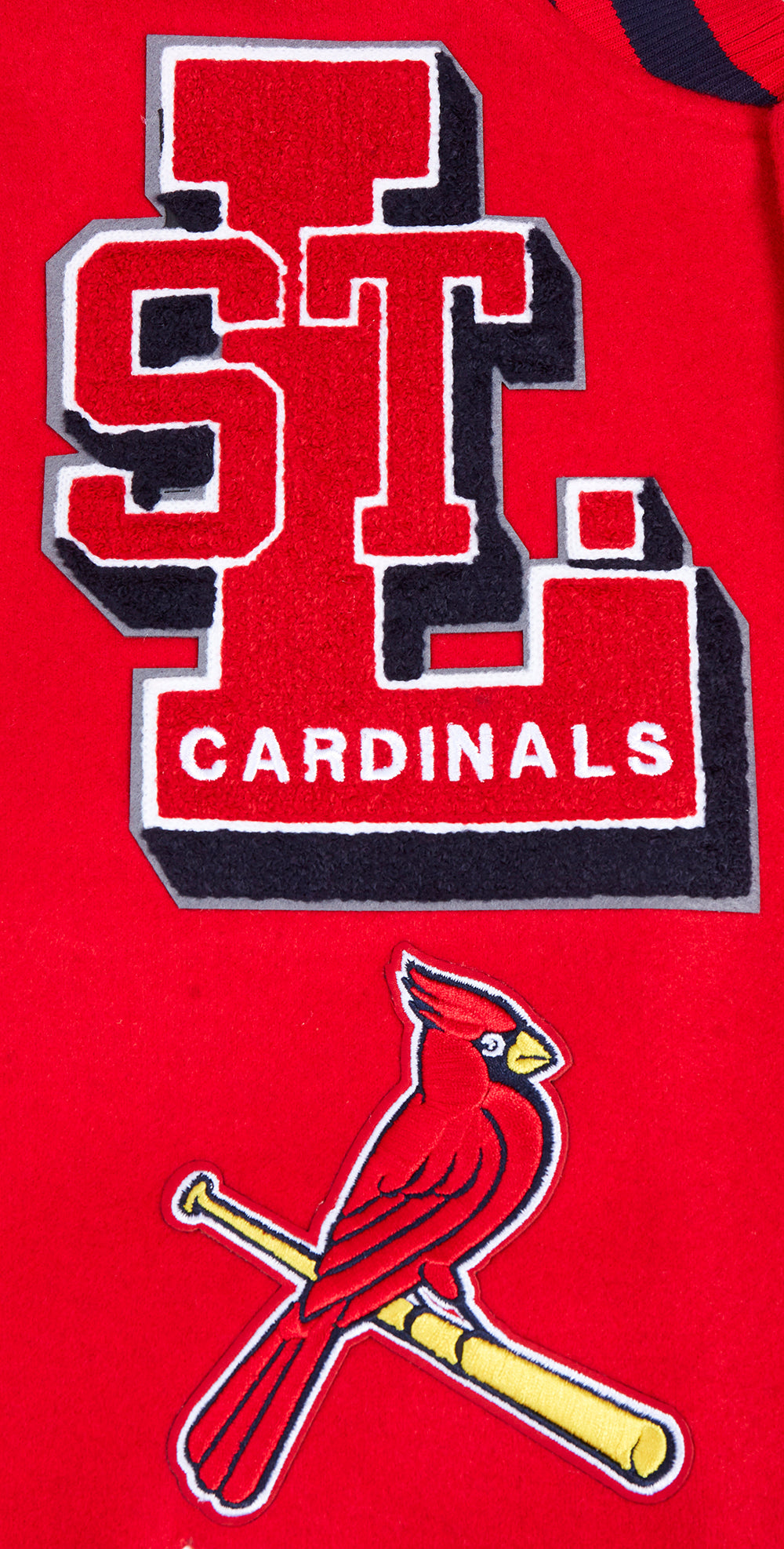 MLB ST. LOUIS CARDINALS MASH UP BLOUSON COLLÉGIAL EN LAINE À BORDS CÔTELÉS POUR HOMME (ROUGE/BLANC/MARINE MINUIT)