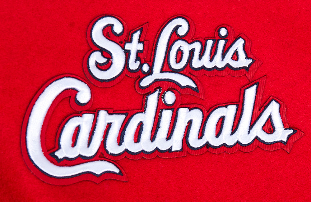 MLB ST. LOUIS CARDINALS MASH UP BLOUSON COLLÉGIAL EN LAINE À BORDS CÔTELÉS POUR HOMME (ROUGE/BLANC/MARINE MINUIT)